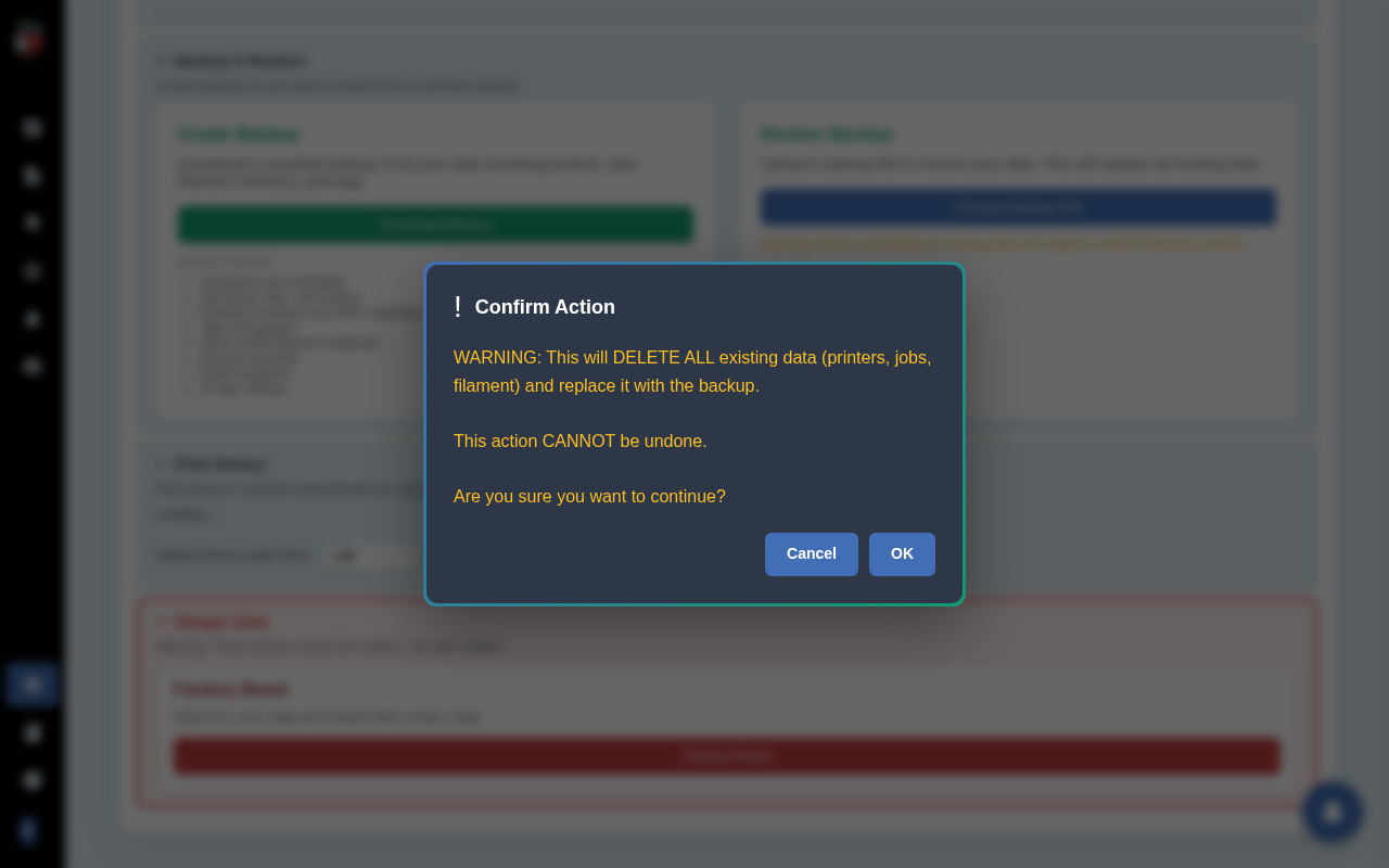 Restore Confirmation